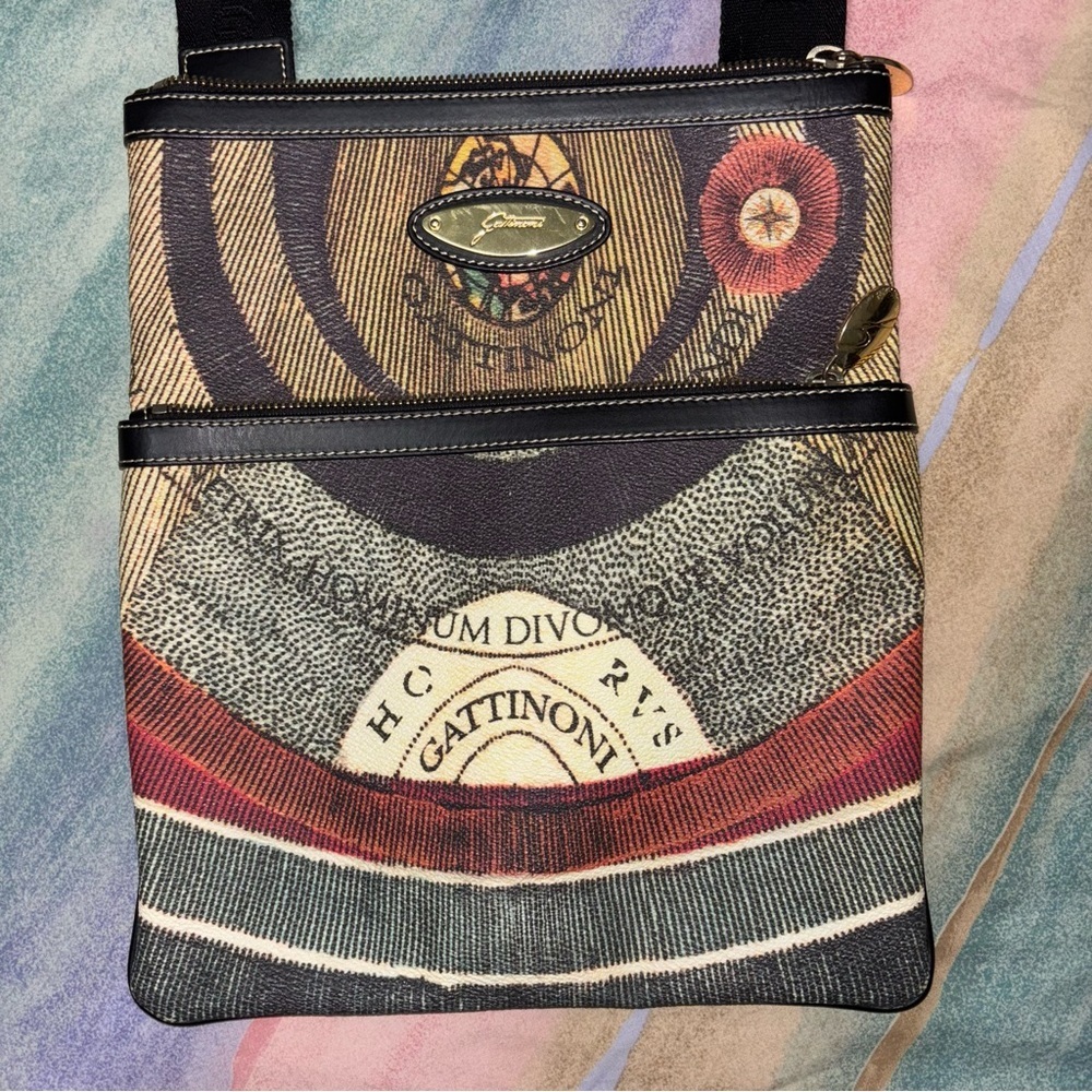 Vintage Y2K Gattinoni planetarium pattern crossbody tote Bag
